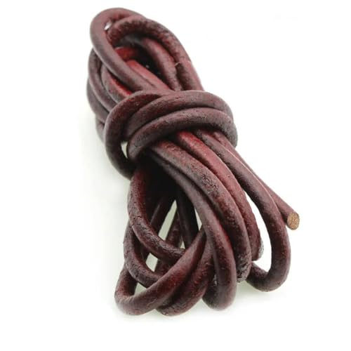 VICIYOO 2 m, 2/3/4 mm, Retro-Leder, rund, flach, rotbraun, Lederschnur, Seilschnur für die Herstellung von DIY-Lederarmbändern und Schmuck VICIYOO 2 m, 2/3/4 mm, Retro-Leder, rund, flach, rotbraun, Lederschnur, Seilschnur für die Herstellung von DIY-Lederarmbändern und Schmuck von VICIYOO