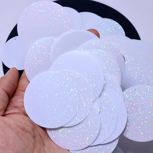 VICIYOO 200 Stück 30/50 mm runde Form mit Loch lose Laser-Pailletten zum Nähen, für Hochzeiten, Basteln, Kleidungsstücke, Dekoration von VICIYOO