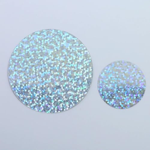 VICIYOO 200 Stück 30/50 mm runde Form mit Loch lose Laser-Pailletten zum Nähen, für Hochzeiten, Basteln, Kleidungsstücke, Dekoration von VICIYOO