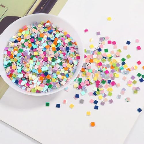 VICIYOO 3 mm quadratische PVC-Pailletten, lose Pailletten für Nagelkunst, Hochzeit, Konfetti, Basteln, DIY-Zubehör, 20 g von VICIYOO