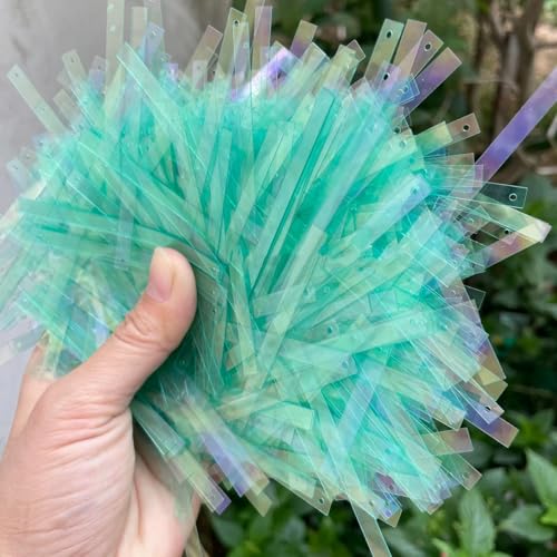 VICIYOO 5 x 75 mm rechteckige PET-Pailletten für Quastenkleidung, rechteckig, 1 Loch, dekorative Pailletten für Hochzeiten, 50 g von VICIYOO