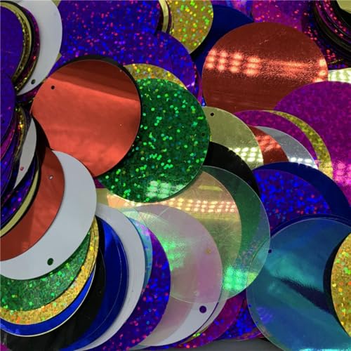 VICIYOO 50 Teile/los 50mm Flache Runde Pailletten mit 1 Seitenloch PVC Flache Lose Pailletten Pailletten Nähen Handwerk DIY Hochzeit von VICIYOO