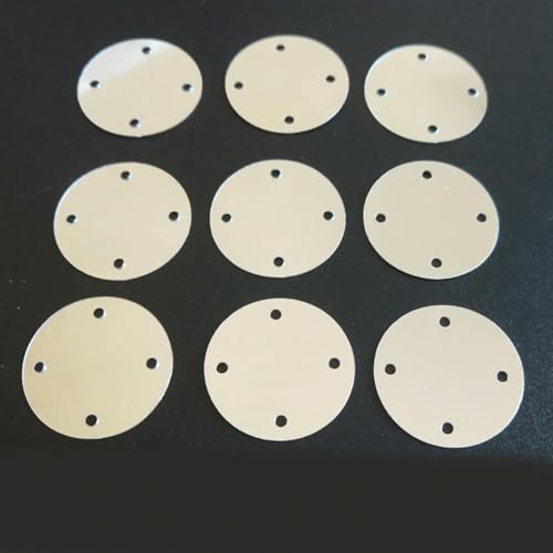 VICIYOO 50 g Silberne Pailletten mit 4 Löchern zum Basteln, Flache große runde Pailletten, Kleidungsstück-/Handtaschen-Zubehör, DIY-Flocken 15 mm/20 mm/35 mm von VICIYOO