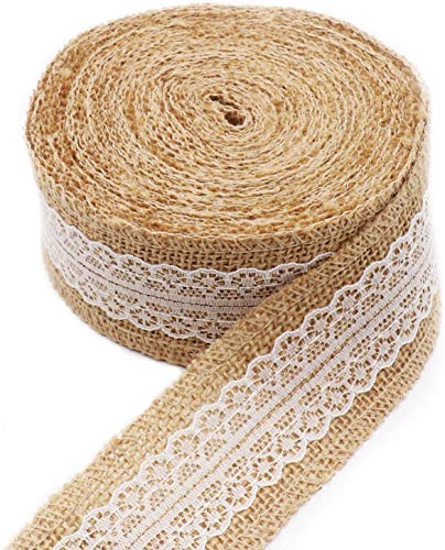 VICMAT 10M* 5 CM Natürliche Juteband Spitzenband, mit Spitze für DIY Craft Rustic Home Hochzeit Belt Strap Craft Jute hessischen von VICMAT