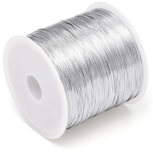 Kupferdraht, 0,4 mm, 100 m, anlaufgeschützt, Perlendraht für Schmuckherstellung und Basteln, Schmuckdraht für Armbandherstellung und DIY-Kunstwerke (Silber) von VICROIC