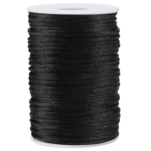 Nylonschnur, Windspielschnur, Schnur für Armbandherstellung, Halskette, geflochtenes Schlüsselband, Schmuckfaden, Perlenschnur zum Basteln, Schnur für chinesische Knoten, 3 mm, 45 m, Schwarz Nylonschnur, Windspielschnur, Schnur für Armbandherstellung, Halskette, geflochtenes Schlüsselband, Schmuckfaden, Perlenschnur zum Basteln, Schnur für chinesische Knoten, 3 mm, 45 m, Schwarz von VICROIC