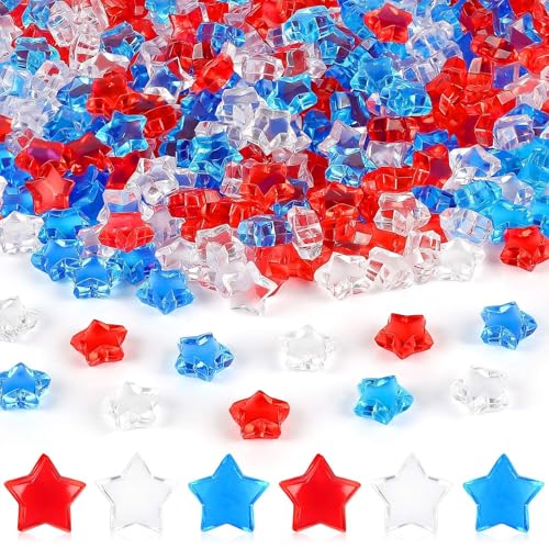 Patriotische 3D-Stern-Perlen aus Acrylharz, 4. Juli, rot-weiß-blau, dekorationsförmige Kristalle, Edelsteine zum Basteln, Unabhängigkeitstag, Tischstreuung, Vasenfüller, Party-Dekorationen, 240 Stück Patriotische 3D-Stern-Perlen aus Acrylharz, 4. Juli, rot-weiß-blau, dekorationsförmige Kristalle, Edelsteine zum Basteln, Unabhängigkeitstag, Tischstreuung, Vasenfüller, Party-Dekorationen, 240 Stück von VICROIC