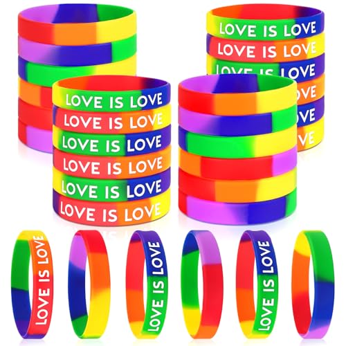 VICROIC Gay Pride Silikon-Armbänder, LGBT-Sport-Gummi-Armbänder, Regenbogen-Silikonarmbänder für Pride-Paraden, Dekorationen, Partygeschenke, 30 Stück von VICROIC