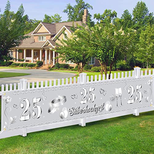 VICSOM 25. Jubiläum Banner, Silberhochzeit Deko, Silberpaar 25. Hochzeitstag Deko Silberhochzeit Dekoration für Innen Außen 25 Hochzeitstag Dekoration, Feier Jubiläum Party VICSOM 25. Jubiläum Banner, Silberhochzeit Deko, Silberpaar 25. Hochzeitstag Deko Silberhochzeit Dekoration für Innen Außen 25 Hochzeitstag Dekoration, Feier Jubiläum Party von VICSOM