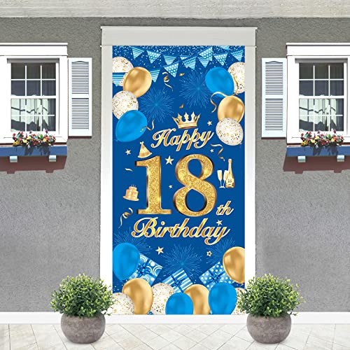 VICSOM Banner 18 Geburtstag, 18. Geburtstag Deko Blau, 18 Geburtstagsbanner, 18. Poster Hintergrund Banner, Deko 18. Geburtstag Junge, Geburtstag Poster Hintergrund für Jungen Geburtstagsdeko von VICSOM