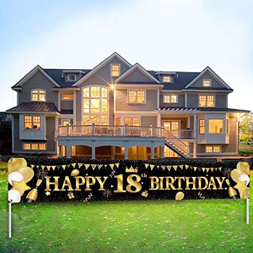 VICSOM Banner 18 Geburtstag, Deko 18 Geburtstag Mädchen, 18 Geburtstag Banner Schwarz Gold, Schild 18 Geburtstag, 18 Geburtstagsdeko zum 18 Geburtstag Jungen und Mädchen Party Deko VICSOM Banner 18 Geburtstag, Deko 18 Geburtstag Mädchen, 18 Geburtstag Banner Schwarz Gold, Schild 18 Geburtstag, 18 Geburtstagsdeko zum 18 Geburtstag Jungen und Mädchen Party Deko von VICSOM