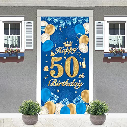 VICSOM Banner 50 Geburtstag, 50. Geburtstag Deko Blau, 50 Geburtstagsbanner, 50. Poster Hintergrund Banner, Deko 50. Geburtstag Männer, Geburtstag Poster Hintergrund für Mann Geburtstagsdeko von VICSOM