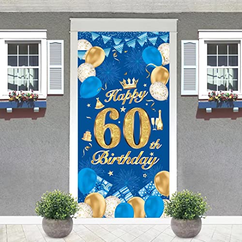 VICSOM Banner 60 Geburtstag, 60. Geburtstag Deko Blau, 60 Geburtstagsbanner, 60. Poster Hintergrund Banner, Deko 60. Geburtstag Männer, Geburtstag Poster Hintergrund für Mann Geburtstagsdeko von VICSOM