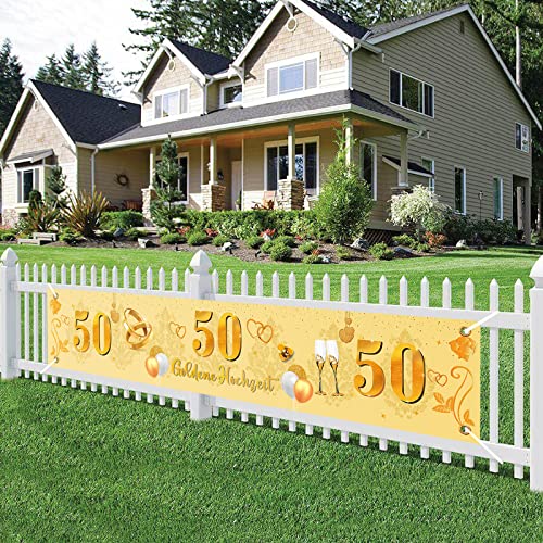 VICSOM Goldene Hochzeit Deko, 50. Goldenen Hochzeit Banner, 50. Hochzeitstag Hintergrund Dekoration, 50 Jubiläum Banner, Stoff Banner für Goldene Hochzeit für Wand Drinnen Draußen Dekoration VICSOM Goldene Hochzeit Deko, 50. Goldenen Hochzeit Banner, 50. Hochzeitstag Hintergrund Dekoration, 50 Jubiläum Banner, Stoff Banner für Goldene Hochzeit für Wand Drinnen Draußen Dekoration von VICSOM