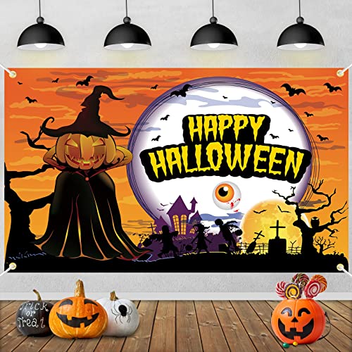 VICSOM Halloween Banner, Happy Halloween Banner, Halloween Dekoration Banner, Halloween Deko Horror Hintergrund Banner, Happy Halloween Hintergrund Banner für Halloween Drinnen Draußen Party Kürbis VICSOM Halloween Banner, Happy Halloween Banner, Halloween Dekoration Banner, Halloween Deko Horror Hintergrund Banner, Happy Halloween Hintergrund Banner für Halloween Drinnen Draußen Party Kürbis von VICSOM