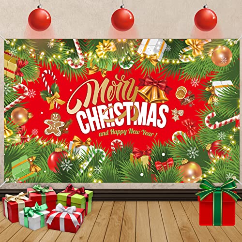 VICSOM Merry Christmas Banner, Weihnachts Banner Dekoration, Extra Große Frohe Weihnachten Banner, Weihnachten Hintergrund Banner, Weihnachten Hintergrund Banner für Indoor Outdoor Party Deko von VICSOM