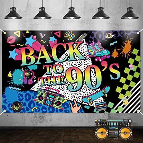 Zurück in die 90er Jahre Banner, 90er Party Deko, 90er Jahre Party Dekoration, 90er Retro Hip Hop Dekoration, 1990er Party Hintergrund Geburtstag Dekoration, Back to the 90's Banner 185*110 cm von VICSOM