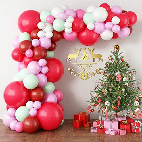 Weihnachten Luftballon Girlande, 140 Stück Weihnachten Ballon Girlande Arch Kit mit Rot Weiß Rosa Weihnachts Luftballons für Weihnachts dekorationen Weihnachten Party Urlaub Dekoration von VICSOM
