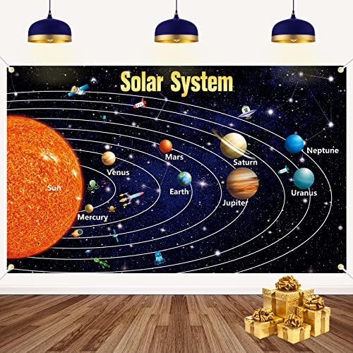 Weltraum Kinder Poster, Sonnensystem Dekorationen, Großer Stoff Weltraum Poster Banner Hintergrund Universum Poster Raum Geburtstag Dekorationen für Kinder Jungen Planeten Party Bildung Zubehör von VICSOM