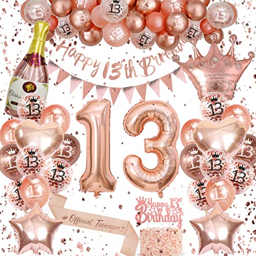 13 Geburtstagsdeko Mädchen, Luftballons Geburtstag 13, Geburtstagsdeko mädchen, Rosegold Deko Set Enthalten 13 Mit Happy Birthday Banner Rosegold Ballons 13.Geburtstag Schärpe Für Party Deko 13 Geburtstagsdeko Mädchen, Luftballons Geburtstag 13, Geburtstagsdeko mädchen, Rosegold Deko Set Enthalten 13 Mit Happy Birthday Banner Rosegold Ballons 13.Geburtstag Schärpe Für Party Deko von VICTERR
