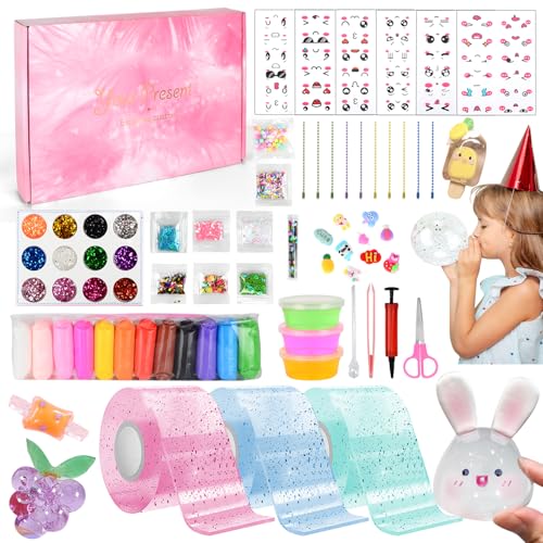 Nano Tape Bubbles Set, 3 Rollen Nano Tape Kit mit Pailletten, Glitzerpuder und Aufklebern, DIY Bubble Tape Nano Klebeband Doppelseitig Blowing Bubble Tape Geschenk Bastelsets für Kinder von VICTERR