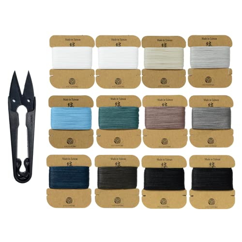 Victohome Gebundene und runde gewachste Fäden, 3-lagig, Rundfaden, 12 Farben, 250 Meter, Handnähen, alle Lederprojekte, Handwerk, Allzweckfäden, Makramee, Armband (0,55 mm, je 21 Yd) von VICTOHOME