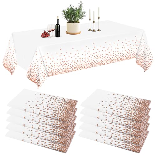 VIDETOL 10 Stück Tischdecke Kunststoff, 137 x 274 cm Wasserdicht Tischdecken, Tischdecke Rosegold für Party, Geburtstag und Hochzeit von VIDETOL