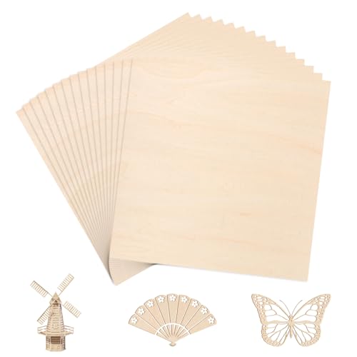 VIDETOL 15 Stück Sperrholz Balsaholz Platten, 200 x 200 x 1,5 mm Holzplatte Lindenholz zum Basteln, Sperrholzplatte Holz für Laserbearbeitung, Bastelarbeiten und DIY Modell VIDETOL 15 Stück Sperrholz Balsaholz Platten, 200 x 200 x 1,5 mm Holzplatte Lindenholz zum Basteln, Sperrholzplatte Holz für Laserbearbeitung, Bastelarbeiten und DIY Modell von VIDETOL