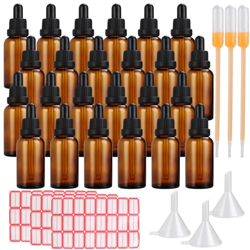 VIDETOL 24 Stück Pipettenflasche 30ml, Apothekerflasche mit Glaspipette, Plastikpipetten, Trichter und Aufkleber, Braun Tropfflasche für Ätherische Öl, Flüssigkeit, Parfümöle VIDETOL 24 Stück Pipettenflasche 30ml, Apothekerflasche mit Glaspipette, Plastikpipetten, Trichter und Aufkleber, Braun Tropfflasche für Ätherische Öl, Flüssigkeit, Parfümöle von VIDETOL