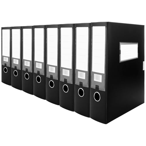 VIDETOL Aktenordner, A4, Kunststoff, tief, 75 mm, Kanzleipapier, für Büro, Schreibwaren, Dokumente, Schwarz, 8 Stück VIDETOL Aktenordner, A4, Kunststoff, tief, 75 mm, Kanzleipapier, für Büro, Schreibwaren, Dokumente, Schwarz, 8 Stück von VIDETOL