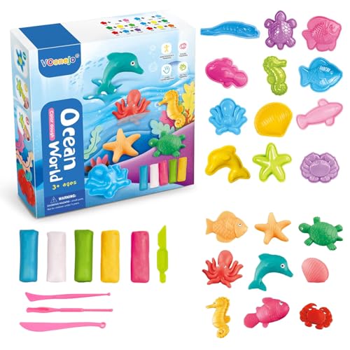 VIDSTW 21 Stück Knete Zubehör Set Kinder ab 3 Jahren, 4 x 5 Jahre, 5 x Plastilin, 12 x Modellierwerkzeuge, 3 x Schleifwerkzeuge, 1 x Schneidwerkzeug, Unterwasserwelt VIDSTW 21 Stück Knete Zubehör Set Kinder ab 3 Jahren, 4 x 5 Jahre, 5 x Plastilin, 12 x Modellierwerkzeuge, 3 x Schleifwerkzeuge, 1 x Schneidwerkzeug, Unterwasserwelt von VIDSTW