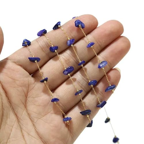 1 Meter Edelstahl-Satellitenketten mit goldenen Muschelperlen, unregelmäßige, bunte Muschelketten, passend für Damen, Schmuckherstellungszubehör, Dunkelblau 1 Meter Edelstahl-Satellitenketten mit goldenen Muschelperlen, unregelmäßige, bunte Muschelketten, passend für Damen, Schmuckherstellungszubehör, Dunkelblau von VIEPGJ