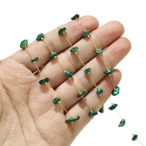 1 Meter Edelstahl-Satellitenketten mit goldenen Muschelperlen, unregelmäßige, bunte Muschelketten, passend für Damen, Schmuckherstellungszubehör, Dunkelgrün 1 Meter Edelstahl-Satellitenketten mit goldenen Muschelperlen, unregelmäßige, bunte Muschelketten, passend für Damen, Schmuckherstellungszubehör, Dunkelgrün von VIEPGJ
