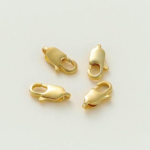 10 Stück/Los 14K 18K vergoldete Karabinerverschlüsse, Biegeringe, Kettenendverbinderhaken für DIY-Halsketten, Armbandherstellungskomponenten-18K Gold-8 x 16mm von VIEPGJ