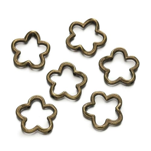 10 Stück/Los 15 x 15 mm, niedliche hohle Blumen-Charms, Verbinder, Anhänger, passend für handgefertigte Schmuckherstellung aus Metalllegierung, Zubehör – Antikbronze – 10 Stück 10 Stück/Los 15 x 15 mm, niedliche hohle Blumen-Charms, Verbinder, Anhänger, passend für handgefertigte Schmuckherstellung aus Metalllegierung, Zubehör – Antikbronze – 10 Stück von VIEPGJ