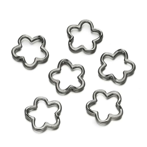 10 Stück/Los 15 x 15 mm, niedliche hohle Blumen-Charms, Verbinder, Anhänger, passend für handgefertigte Schmuckherstellung aus Metalllegierung, Zubehör – Gun Black – 10 Stück von VIEPGJ