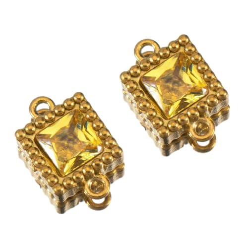 10 Stück/Los Edelstahl Wassertropfen Kristall Charm Quadrat Anhänger Armbandverbinder für DIY Schmuckherstellung Halskette Ohrringe-10-10 Stück von VIEPGJ