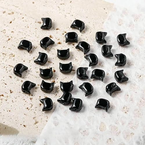 10 Stück 6 x 7 mm Katzenkopf-Glasperlen, süße Lampwork-Perlen, die Fundstücke für DIY-Armbänder, Halsketten, Ohrringe, Zubehör herstellen - hei-7 mm (10 Stück) von VIEPGJ