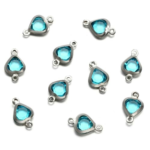 10 Stück 7,5 mm Edelstahl-Anhänger mit Doppelloch, Herz-Anhänger, bunte Kristall-Charms, Verbinder für DIY-Halsketten, Armbänder, Schmuckherstellung, Stahl, Hellblau 10 Stück 7,5 mm Edelstahl-Anhänger mit Doppelloch, Herz-Anhänger, bunte Kristall-Charms, Verbinder für DIY-Halsketten, Armbänder, Schmuckherstellung, Stahl, Hellblau von VIEPGJ