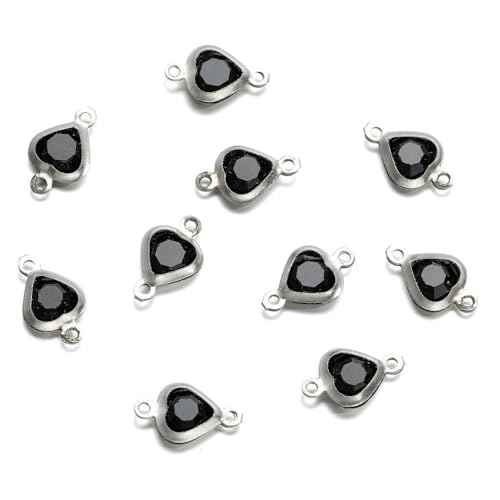 10 Stück 7,5 mm Edelstahl-Anhänger mit Doppelloch, Herz-Anhänger, bunte Kristall-Charms, Verbinder für DIY-Halsketten, Armbänder, Schmuckherstellung, Stahl, Schwarz 10 Stück 7,5 mm Edelstahl-Anhänger mit Doppelloch, Herz-Anhänger, bunte Kristall-Charms, Verbinder für DIY-Halsketten, Armbänder, Schmuckherstellung, Stahl, Schwarz von VIEPGJ