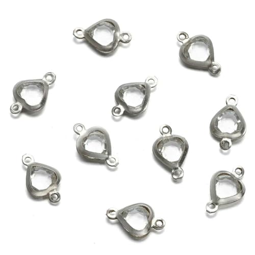 10 Stück 7,5 mm Edelstahl-Anhänger mit Doppelloch, Herz-Anhänger, bunte Kristall-Charms, Verbinder für DIY-Halsketten, Armbänder, Schmuckherstellung, Stahl, transparent 10 Stück 7,5 mm Edelstahl-Anhänger mit Doppelloch, Herz-Anhänger, bunte Kristall-Charms, Verbinder für DIY-Halsketten, Armbänder, Schmuckherstellung, Stahl, transparent von VIEPGJ