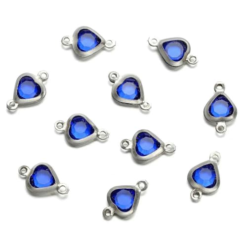 10 Stück 7,5 mm Edelstahl-Anhänger mit Doppelloch, Herz-Anhänger, bunte Kristall-Charms, Verbinder für DIY-Halsketten, Armbänder, Schmuckherstellung, Stahlblau 10 Stück 7,5 mm Edelstahl-Anhänger mit Doppelloch, Herz-Anhänger, bunte Kristall-Charms, Verbinder für DIY-Halsketten, Armbänder, Schmuckherstellung, Stahlblau von VIEPGJ