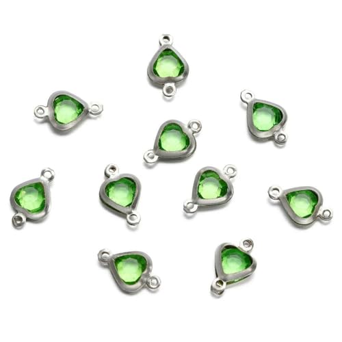 10 Stück 7,5 mm Edelstahl-Anhänger mit Doppelloch, Herz-Anhänger, bunte Kristall-Charms, Verbinder für DIY-Halsketten, Armbänder, Schmuckherstellung, Stahlgrün 10 Stück 7,5 mm Edelstahl-Anhänger mit Doppelloch, Herz-Anhänger, bunte Kristall-Charms, Verbinder für DIY-Halsketten, Armbänder, Schmuckherstellung, Stahlgrün von VIEPGJ