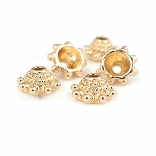 10 Stück 8 mm Loch 2 mm 18 Karat Goldfarbe Messing Perlenkappen Quastenkappen Schmuck Ohrringe Herstellung Zubehör DIY Zubehör-30724-18 Karat Goldfarbe von VIEPGJ