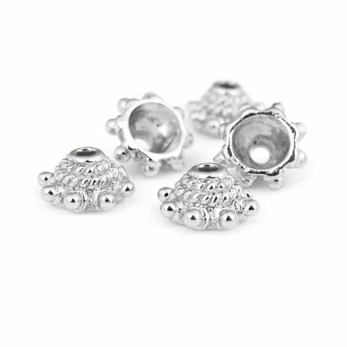 10 Stück 8 mm Loch 2 mm 18 Karat Goldfarbe Messing Perlenkappen Quastenkappen Schmuck Ohrringe Herstellung Zubehör DIY Zubehör-44748-Platinfarbe von VIEPGJ