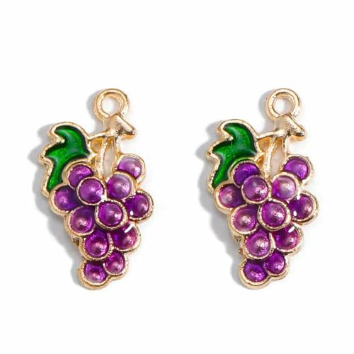 10 Stück vergoldete Emaille Kirsche Wassermelone DIY Charms Frauen Obst Traube Halskette Anhänger Zitrone Erdbeere Schmuck-10 Stück_) von VIEPGJ