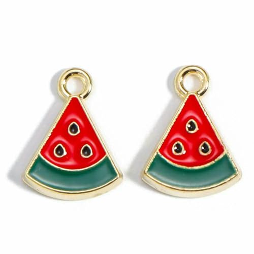 10 Stück vergoldete Emaille Kirsche Wassermelone DIY Charms Frauen Obst Traube Halskette Anhänger Zitrone Erdbeere Schmuck-10 Stück_c von VIEPGJ