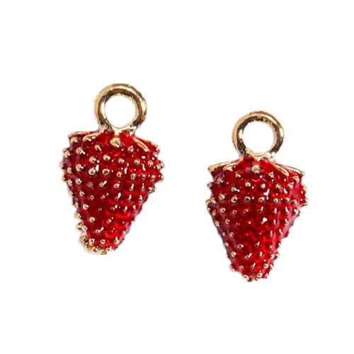 10 Stück vergoldete Emaille Kirsche Wassermelone DIY Charms Frauen Obst Traube Halskette Anhänger Zitrone Erdbeere Schmuck-10 Stück_ƒ von VIEPGJ