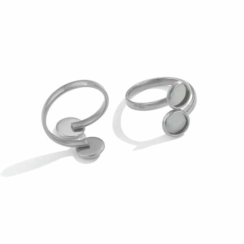 10 Stück verstellbare Edelstahl-Ringfassungen, Blanko-Basis, Glas-Cabochons, Kamee-Lünetten, DIY-Tablett, Blanko-Ringe, Schmuckzubehör-Z2092S6 von VIEPGJ