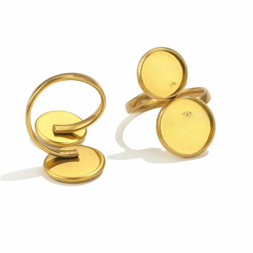 10 Stück verstellbare Edelstahl-Ringfassungen, Blanko-Basis, Glas-Cabochons, Kamee-Lünetten, DIY-Tablett, Blanko-Ringe, Schmuckzubehör-Z2094GC von VIEPGJ